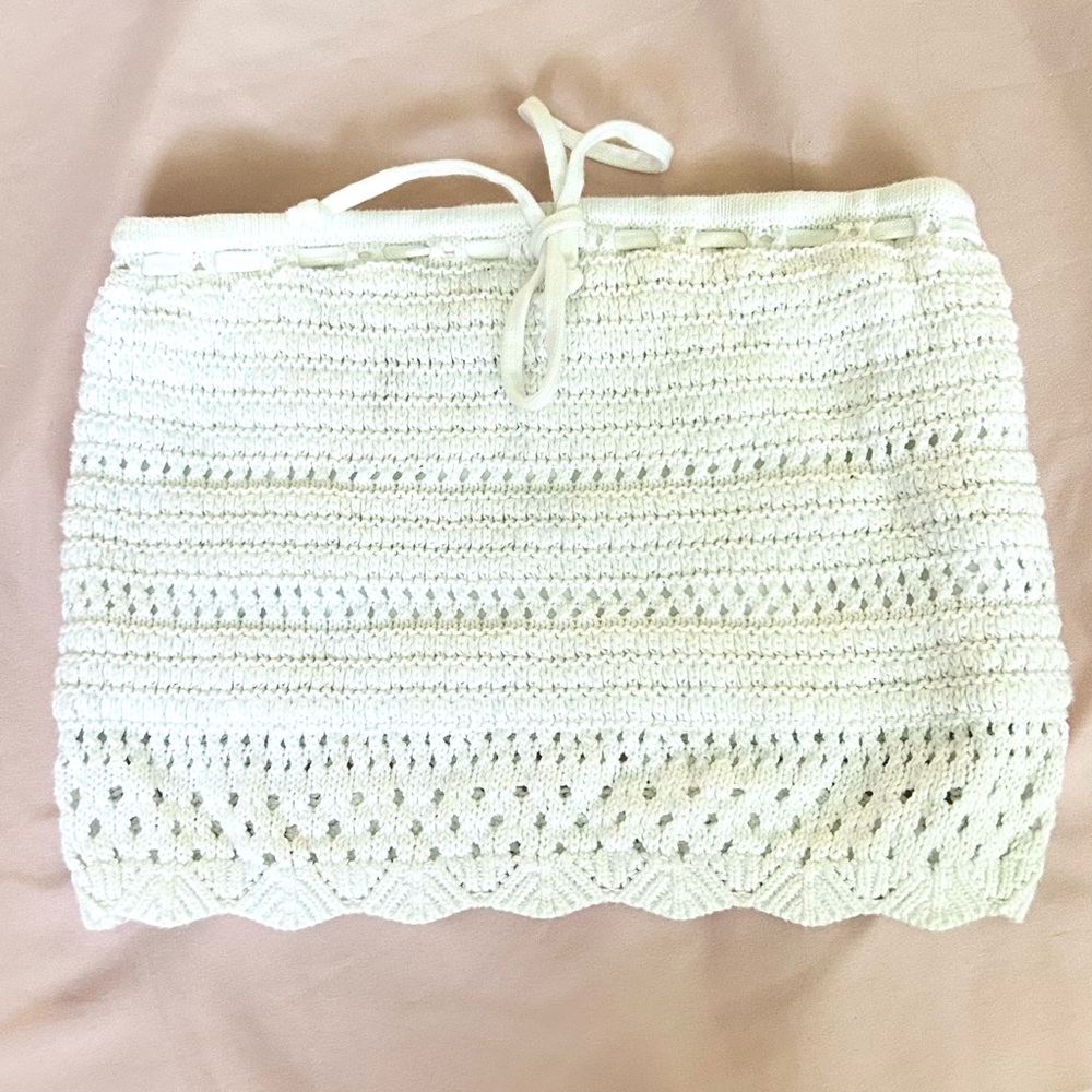 Hollister White Tube Top with Tie Front